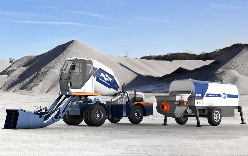 self loading mixer and concrete trailer pump